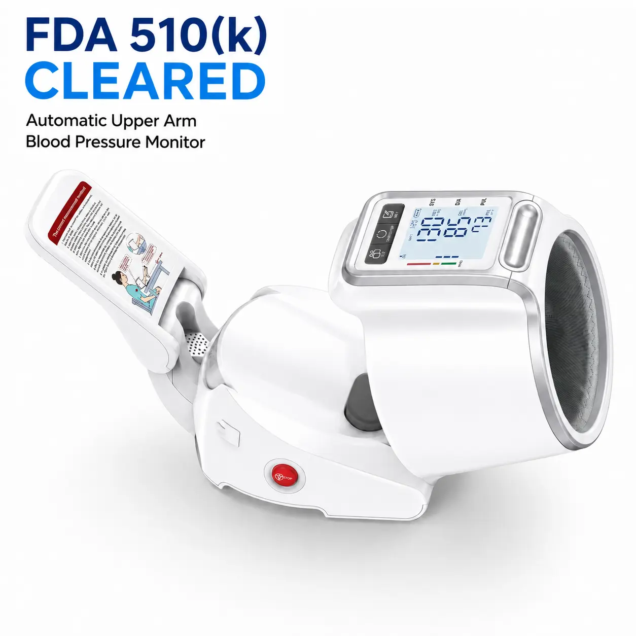 FDA-Cleared Cuffless Upper Arm Electronic Blood Pressure Monitor (No Cuff Wrap Design) - Healthcare Device for Adults, 1-Touch Operation, Illuminated Display, 198 Memory Readings for 2 Users, 7.1"-16.5" Fit, Accuracy Focus Single Unit Home Tool