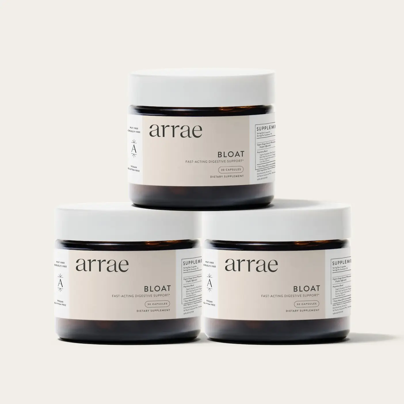 Arrae Bloat Mini Triple Pack | Fast-Acting Bloating Relief Digestive Enzymes & Gas Relief Capsules| 3 x 15 day Supply Natural Dietary Supplement