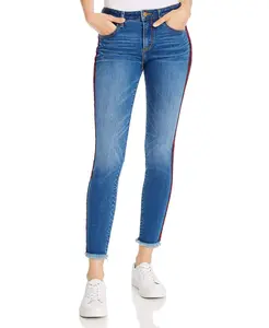 Aqua Women's Blue Plaid Track Stripe Skinny Jeans