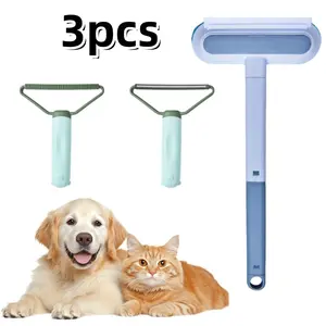 3PCS Dog Hair Remover - Carpet Scraper, Lint Brush, Double-Sided Brush & Pet Hair Shaver-like System - Reusable, Adjustable for Furniture, Car Seats, Bedding, Floors - on, Hardwood, Windows