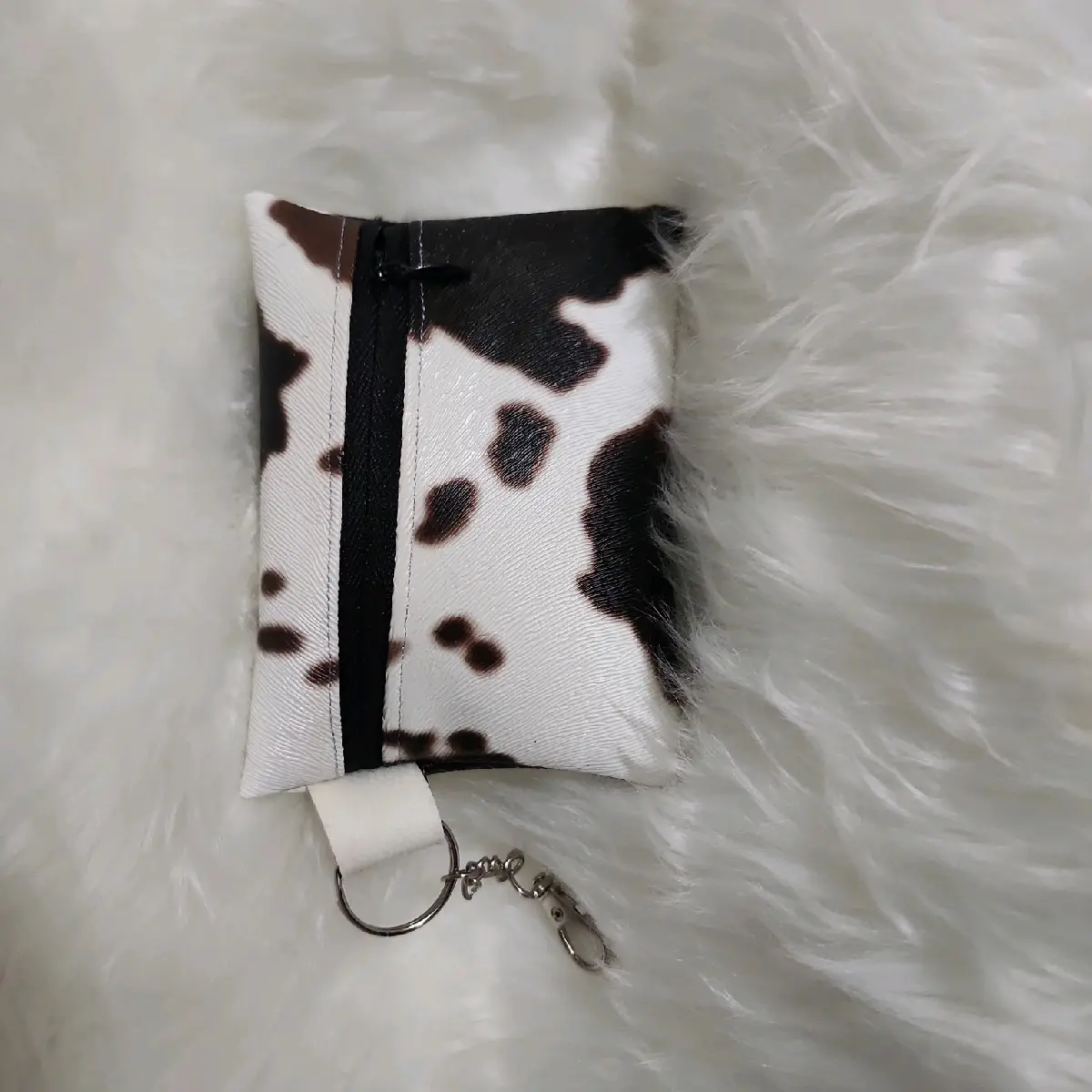 Leather cowhide custom made keychain wallet.