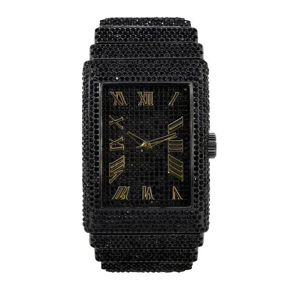 Unisex Urban Iced-Out 46mm Chandelier Metal Band Casual Trendy Wristwatch, Fashion Watch Jewelry, High Quality Statement Piece with Iced-Out Look, High Quality Watch
