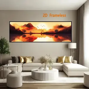 1 frameless wall art print; gold-toned landscape painting in a modern Chinese style; decorative poster; suitable for bedroom, office, or living room walls; frameless; available in multiple designs
