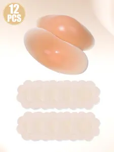 12Pcs Invisible Shoulder Pads Set with Nipple Covers, Adhesive Silicone/Cloth Shoulder Enhancers for Suits Dresses, Non-Slip Invisible Shapewear for Plus Size Women, Seamless Shoulder Liner for Everyday Wear, Wedding, Party, Formal Outfits