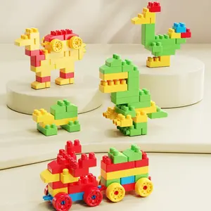 104PCS Open-Ended Mini Building Blocks Set, Creative Dinosaur & Car Bulk Bricks Puzzle Kit, Kids STEM Educational Sensory DIY Learning Toy, School Classroom Rewards Stationery, Perfect Birthday Christmas Holiday Gift for Toddlers Boys Girls Ages 3+