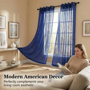 Cozy Curtain 2 Panels 52X90Inch Stylish Design Fancy Slub Bamboo Yarn Semi Sheer Curtains Perfect For Specific Size Needs L12 Home Textile