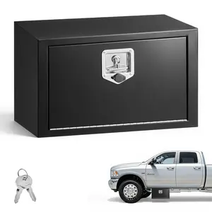 VEVOR Underbody Truck Tool Box, 24 x 12 x 14 Inch Heavy Duty Steel Trailer Storage Box with Lock & Keys, Waterproof Trailer Storage Organizer Under Body Chest with T-Handle for Truck, Van, SUV, Black
