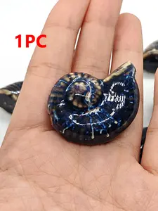 1PC Blue Sea Shell Ceramic Bead, Natural Ocean Style, Handmade DIY Jewelry Accessories, Fashionable Animal Pattern, All Seasons