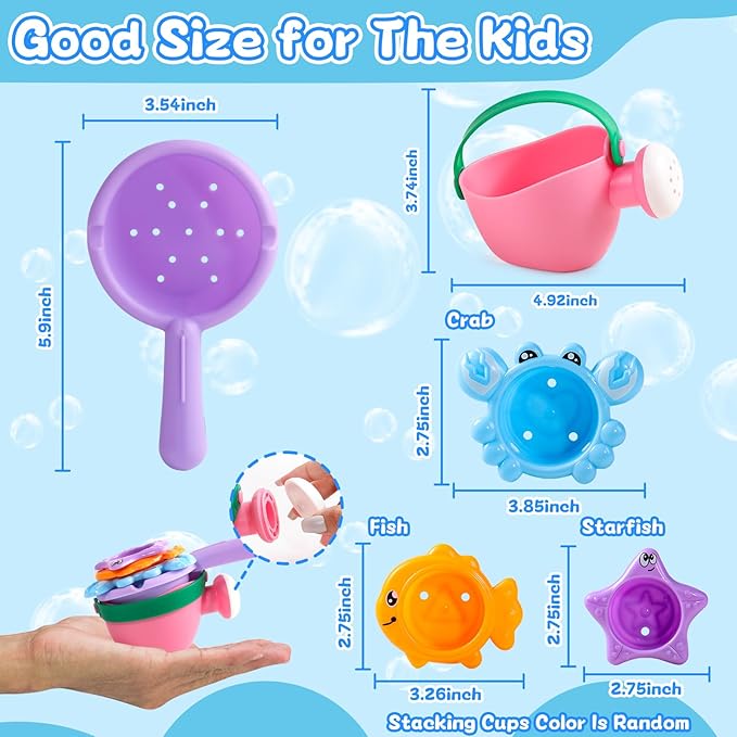 Baby Bath Toys for Toddlers Ages 1‑3 5PCS Mold‑Free Floating Water Toys for Bathtub Pool & Beach 1+ Year Old Baby Toys Gifts for Boys & Girls