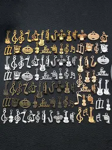 100pcs Antique 5 Color Music Series Charms, Guitar Alloy Pendants for Jewelry Making, DIY Earrings Necklace Supplies, Accessories