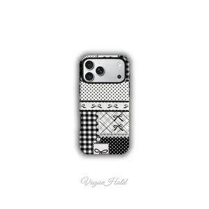 Preppy Black White Gingham Bow Phone Case for iPhone 11 12 13 14 15 16 17 Pro Max XS Max 8 7 Plus |  iPhone 17 Phone Case |   MagSafe Compatible Tough Shockproof Anti-Yellow Glossy Cover