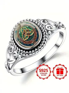 Silver Color Ring, Celtic Trinity Knot Bohemian Style Engagement Wedding Jewelry, Oval Daily Gift, Durable Metal Ring, All Seasons