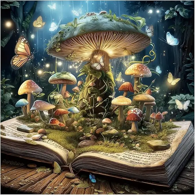 Mushroom 5D Diamond Art Kits Full Drill DIY Crafts for Adults Home Decor Diamond Dots Skeleton Moon Night Embroidery Set Handicraft Gifts Handcraft