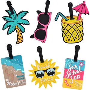 Cute Luggage Tags for Women Men, Travel Suitcase Tags Summer Beach Luggage Tags Series Identify Label with Loop 6 count