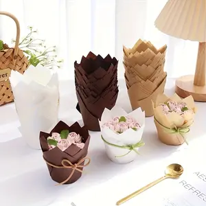 200pcs   Tulip Shape Cupcake Liners, Parchment Paper Baking Cups, Muffin Wrapper Paper, Perfect for Birthday Parties, Weddings, Catering Services, Baking Utensils Supplies