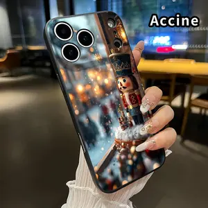Phone Case Compatible with  iPhone 17 Pro Max 16 Plus 15 14 13 12 11 Air XR E Nutcracker Winter Dream Pattern Liquid Silicone Lens Protective Cellphone Cover for Girl