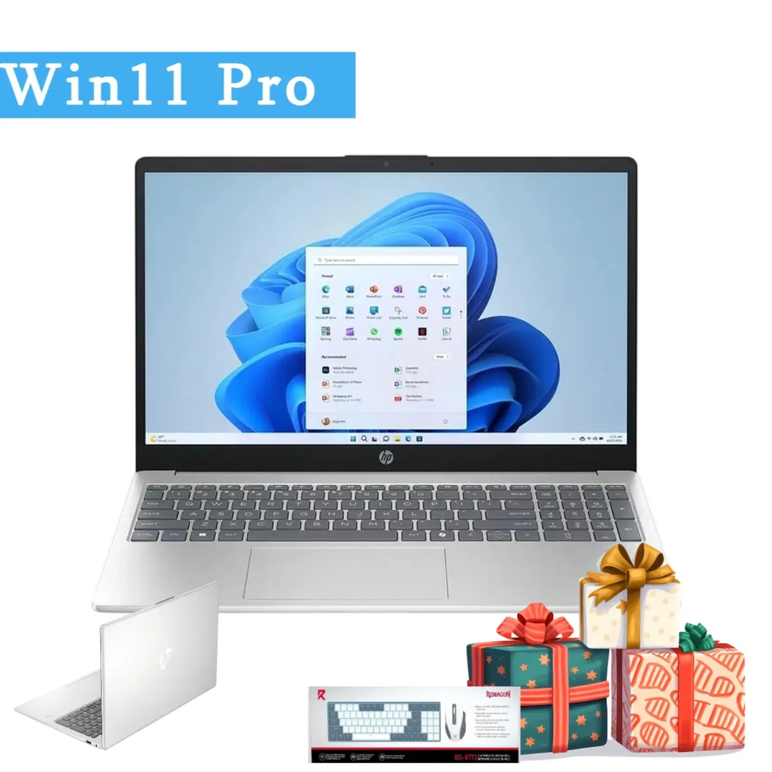 HP 15.6" Laptop | Intel i3-N305, Up to 32GB RAM + 512GB SSD | Win11 Pro for Student & Business,Bundle Accessory,Silver, Students, 15.6-Inch Display, Batteries, Cordless