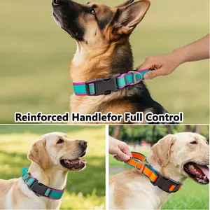 Tactical Dog Collar, Heavy-Duty Water-Resistant PVC Collar for Medium-Large Dogs with Adjustable Fit, Metal D-Ring, Quick-Release Buckle, Shockproof & Odor-Proof Design for Military Use