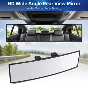 【Install Max Width: 3.1"】Universal 11.81-inch panoramic convex real-view mirror, fits cars, SUVs, and trucks. Effectively reduces blind spots for safer driving. High-quality glass, anti-fall design, easy installation.