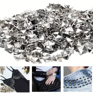 4 Prong Metal Nailhead 50 Pieces Square Pyramid Studs - Spikes  for Clothing Bag Leather Shoes Punk Rock Jewelry Craft