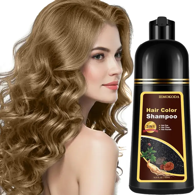 Natural Blonde Brown 3-in-1 Herbal Shampoo Hair Dye for Adults, All Hair Types, 100% Coverage, 10-15 Mins Coloring, Long-Lasting, Plant-Based Vegan, Ammonia-Free, Paraben-Free, 24-Month Shelf Life Haircare Product
