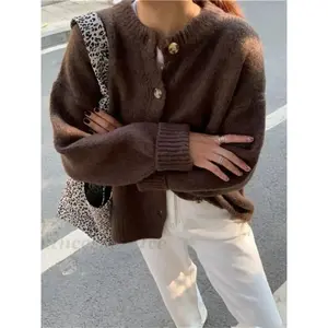 Women's retro loose knit commuting cardigan, autumn and winter street style, old New Year and Christmas sweatersRAIMENTRY