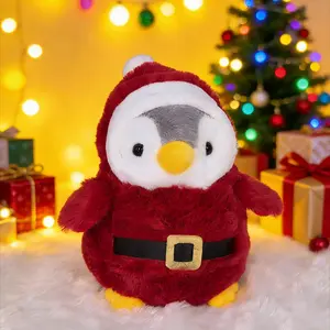 Cute Penguin Plush Toy with Hat, Transforming Penguin Stuffed Animal, Office Desk Decoration, Gift for Kids and Adults