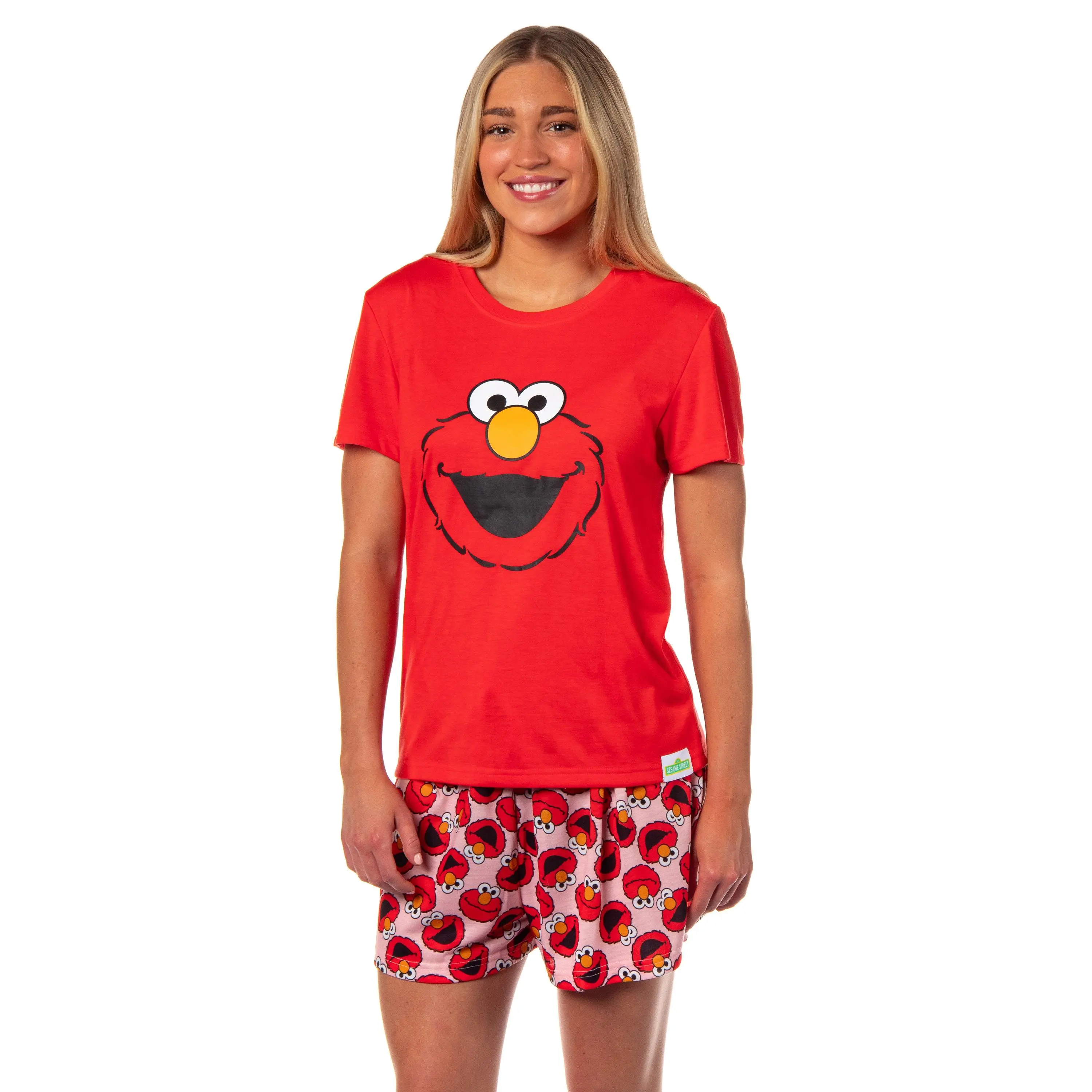 Sesame Street Women's Face Tossed Print Sleep Pajama Set Shorts