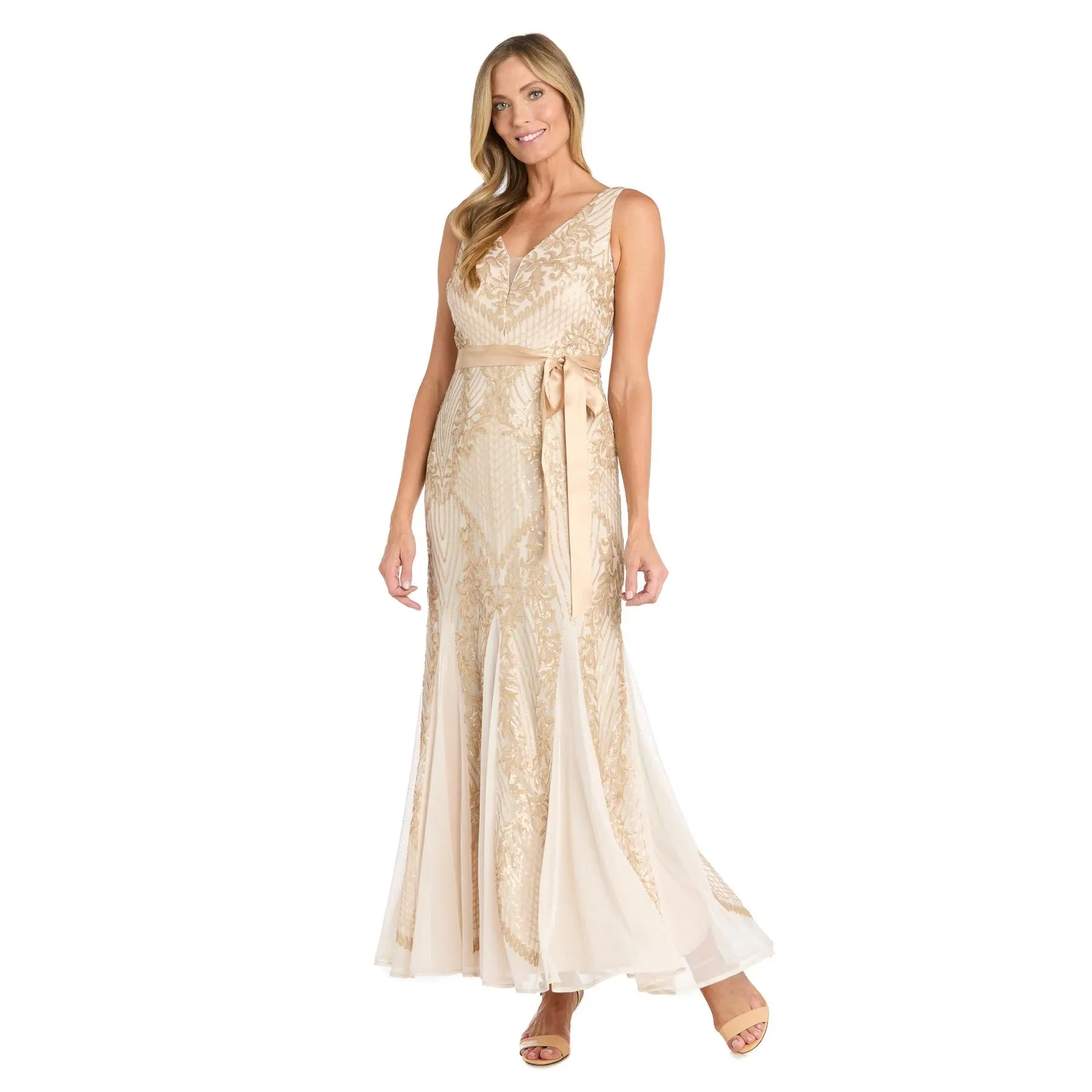 Lustrous Glamour Gold Evening Dress