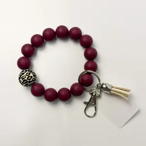 Maroon Leopard Wristlet Keychain