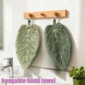 1 Piece of Hangable Hand Towel, Thickened Absorbent Towel in The Shape of Leaves, Suitable for Kitchen and Bathroom Household Cleaning