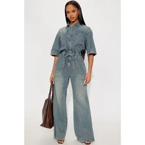 Diana Medium Washed Denim Jumpsuit - Medium Wash M