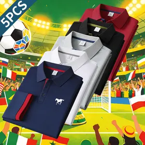 Men’s 5-Pack New Colorblock Polo Shirts with Collar, Soft Fabric, Breathable for Outdoor Casual & Business Wear, Polo/Golf Shirt