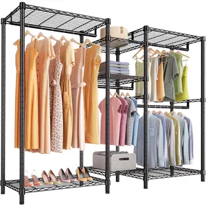 VIPEK Classic V6 Series Garment Rack Heavy Duty Clothes Rack with Shelves, Freestanding Portable Wardrobe Closet Rack for Hanging Clothes Organiser Rubber