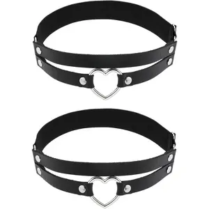 2Pcs Adjustable Heart Leg Garter Belt, Elastic Thigh Garters for Women