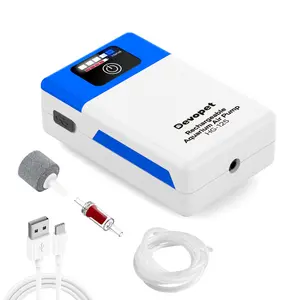 Battery Powered Aquarium Air Pump, Bait Bucket Portable Aerator, Ultra Quiet Fish Tank Bubbler, USB Rechargeable Oxygen Pump for Outdoor Fishing and Power Outages