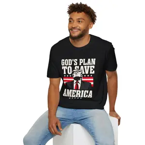 God Has a Plan to Save America Trump  2024 Unisex T-Shirt | Comfortable Lightweight  Cotton Tee for Election Rally Casual Top