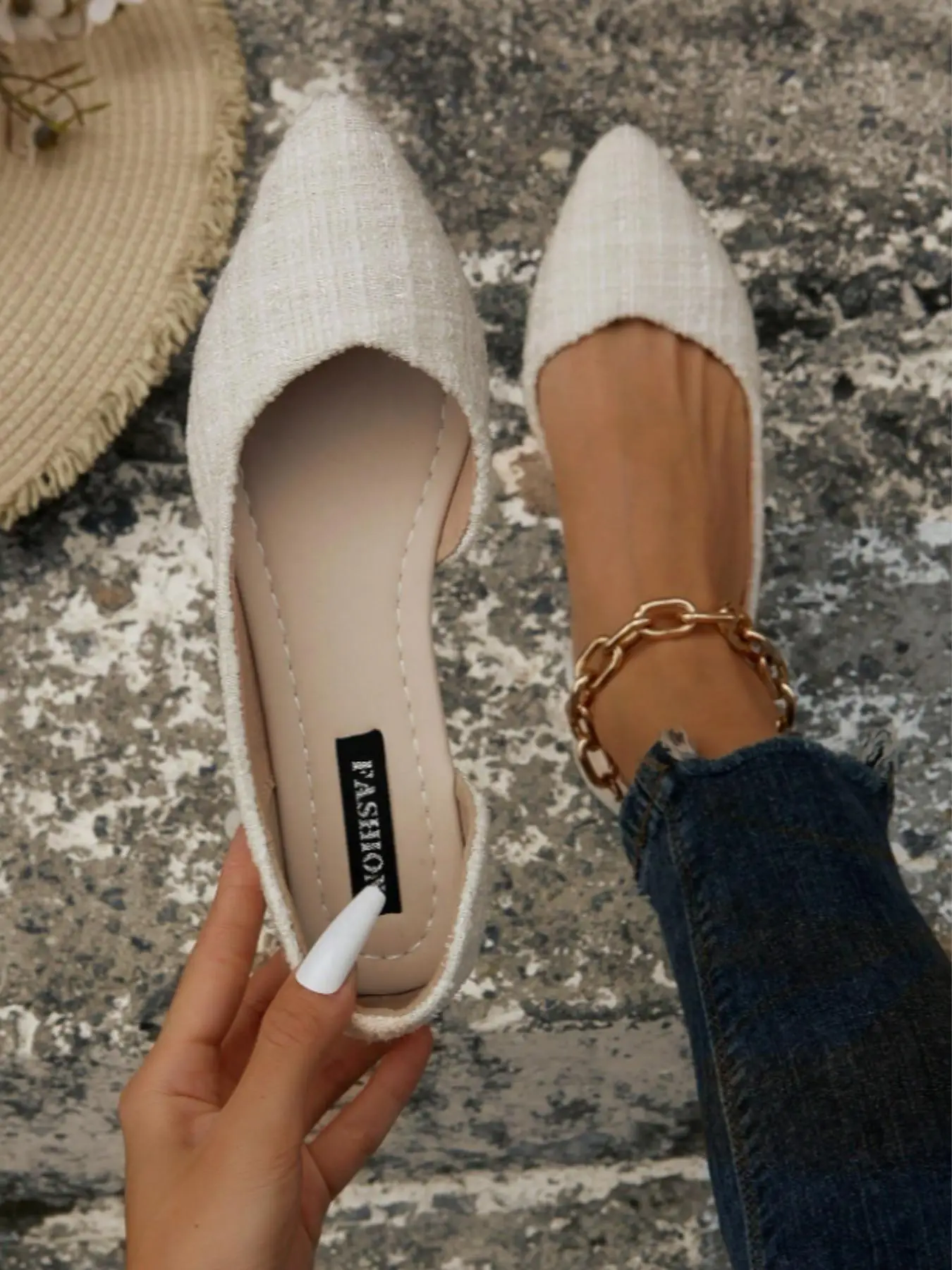 Women's Solid Color Pointed Toe Flat Shoes, Casual Fashionable Slip on Shoes for Daily Wear, Lightweight Breathable Comfortable Shoes for Women & Girl