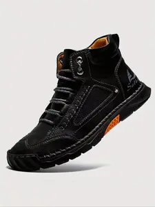 Men's Handmade Fashion Boots, Simple Lace-Up Sports Casual Shoes, Breathable High-Top Outdoor Hiking Boots for All Seasons, Trekking Shoes