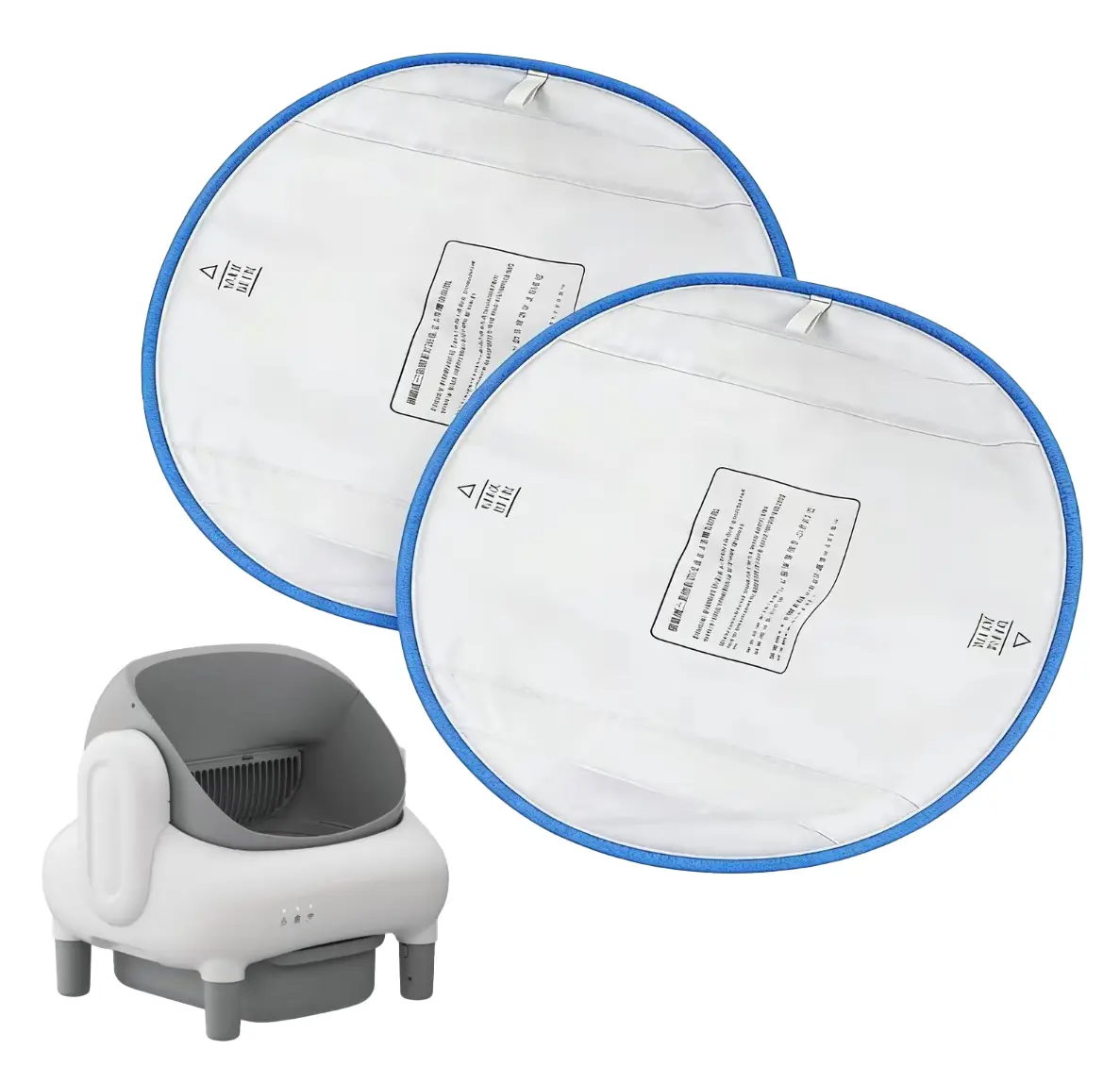 Automatic Litter Box Replacement Pads - Clean, Mess-Free Waterproof Liners, 14.96x11.81 in Large Size, Blue/Grey Trim, 2-Pad 4-Pack Pet Litter Tray Mat Liners