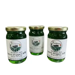 The Farmhouse at Saccos Medium Hot Green Pepper Jelly 8 oz Jar Roy UT Made