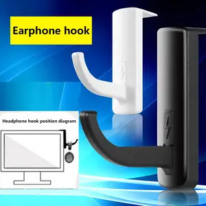 Manual Headset Hook Display Stand, 2pcs/set over Ear Headphone Holder, Wall Mount Bracket for Computer Desk, Internet Bar, Office Table, Hanging Hook