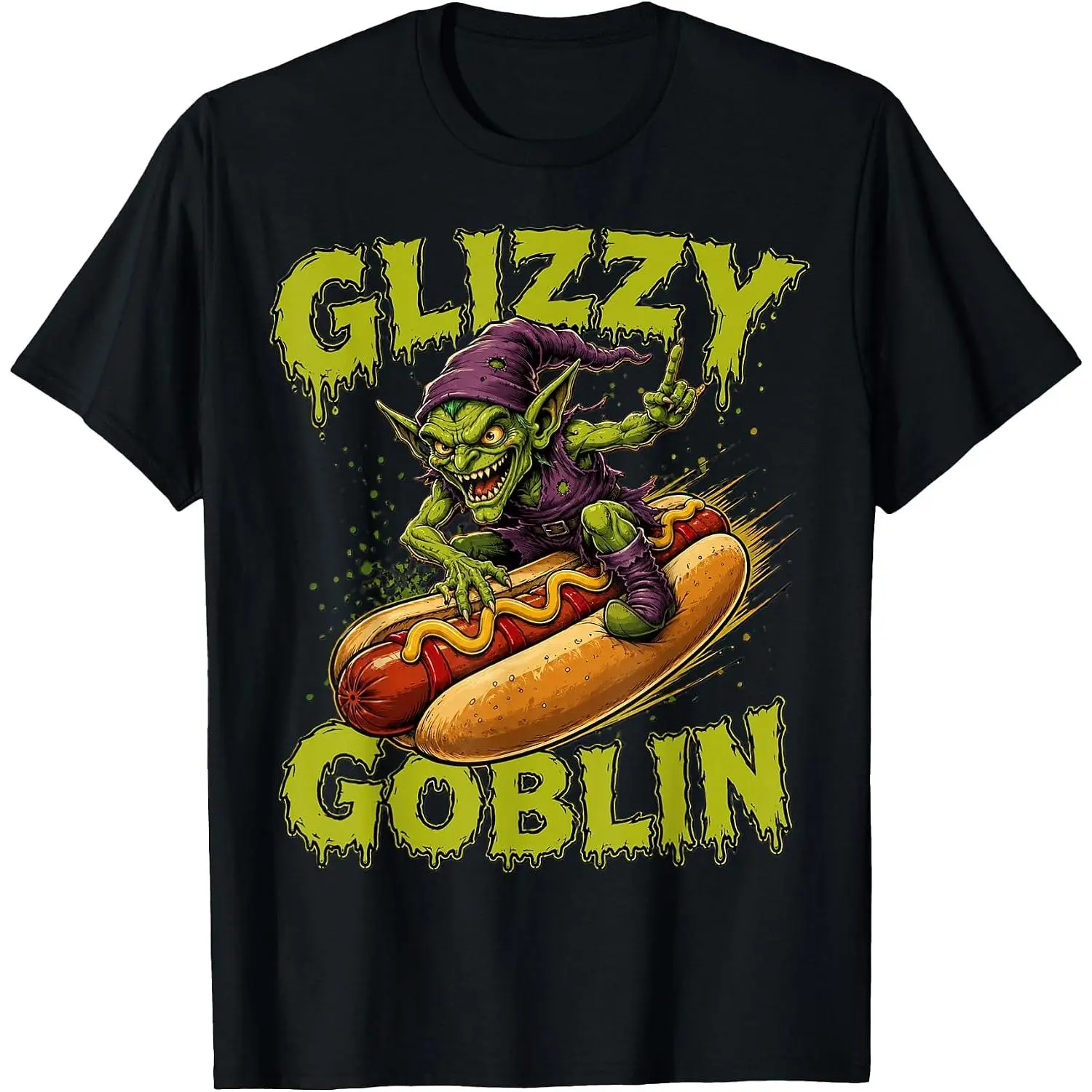 Cotton Funny Halloween Novelty for Meme Culture Gen Z Glizzy Goblin T-Shirt Unisex Clothing Streetwear