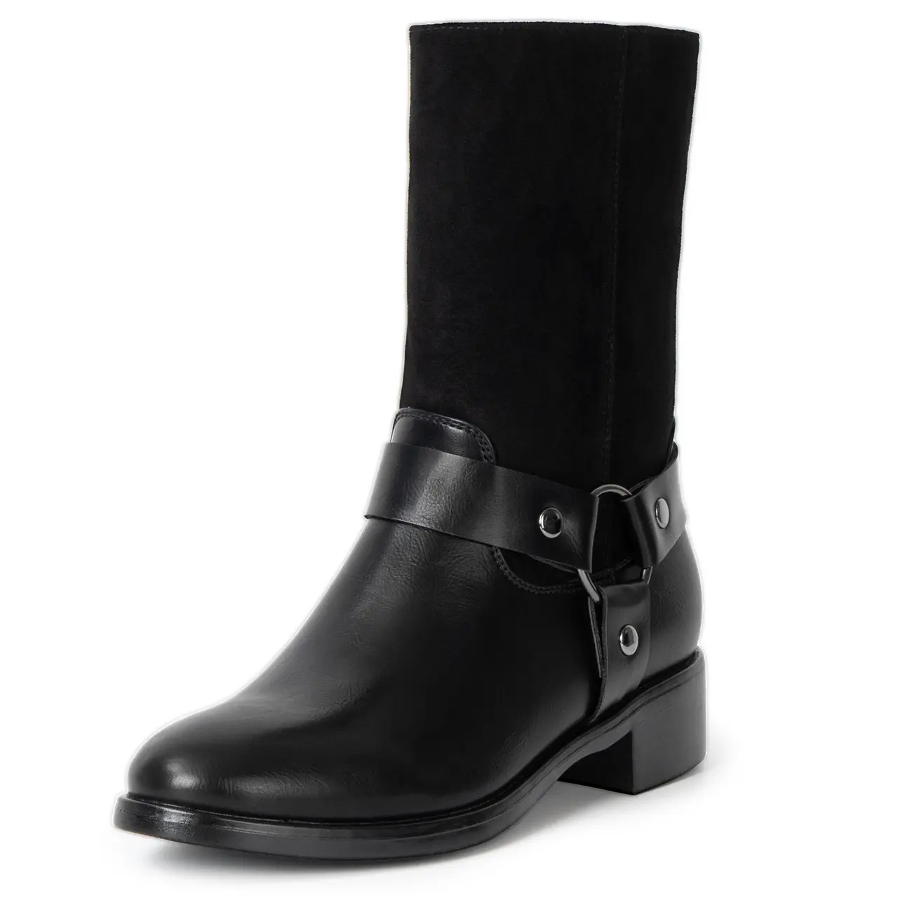 Alpine Swiss Daria Womens Moto Biker Boots Vegan Leather Motorcycle Mid Calf Booties
