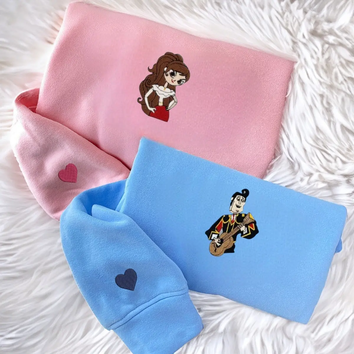 Cartoon Characters Couple Sweatshirts - Custom Embroidered Matching Hoodies