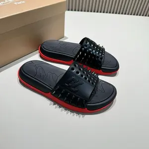 Studded Black and Red Sandals with Bold Design and Comfortable Fit for Everyday Wear Summer Women