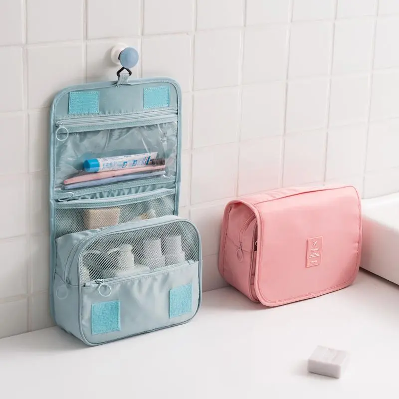 Women's Multi-Compartment Oxford Waterproof Foldable Makeup Bag Set, Korean Tote-Style Multi-Sided Cosmetics Organizer with Hanging Strap for Travel, Bathroom Storage Washbag, Multi-Sided Make-Up Bags