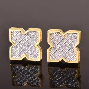 9MM Flower Shape Stud Earring Iced Out Cubic Zirconia Men Women Screw Back Earring Hip Hop Jewelry Best Gift  street style