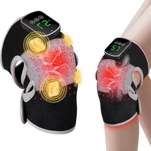 3-in-1 Red Light Therapy Knee Brace with 4 Vibration Massage Areas 5000mAh Rechargeable Heated Knee Massager 660nm&850nm Infrared Light Therapy for Knee Elbow Shoulder Pain Relief