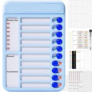 Magnetic Chore Chart for Kids, Visual Schedule for Kids, Routine Dry Erase Board Checklist to Do List ADHD Tools, Chore Chart with 12 Reusable Sheets for Daily/Weekly Planner